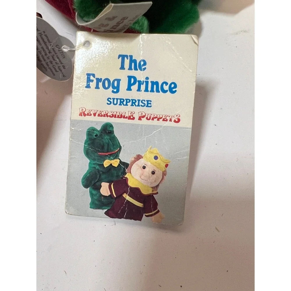 Caltoy Unisex Puppet Frog Prince Reversible Surprise Vintage Green Maroon Plush